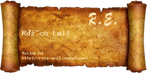 Rács Emil névjegykártya